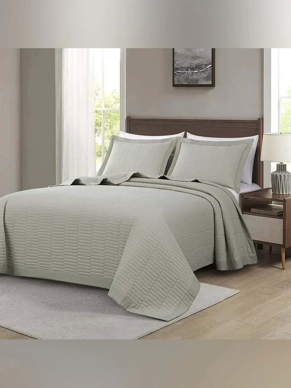Modern Quilted Queen 3 piece Bedspread Set 100% cotton
